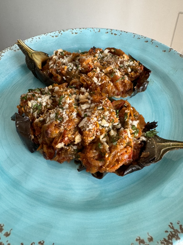 Menorcan Aubergines inspired by trips to Menorca with Annie B