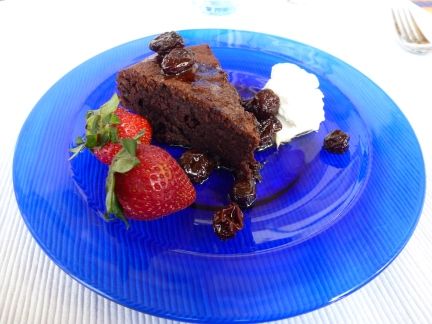 chocolate cake with strawberries