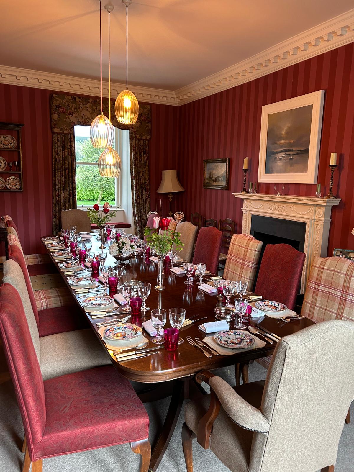 A private highland dining room ready for lunch with Annie B