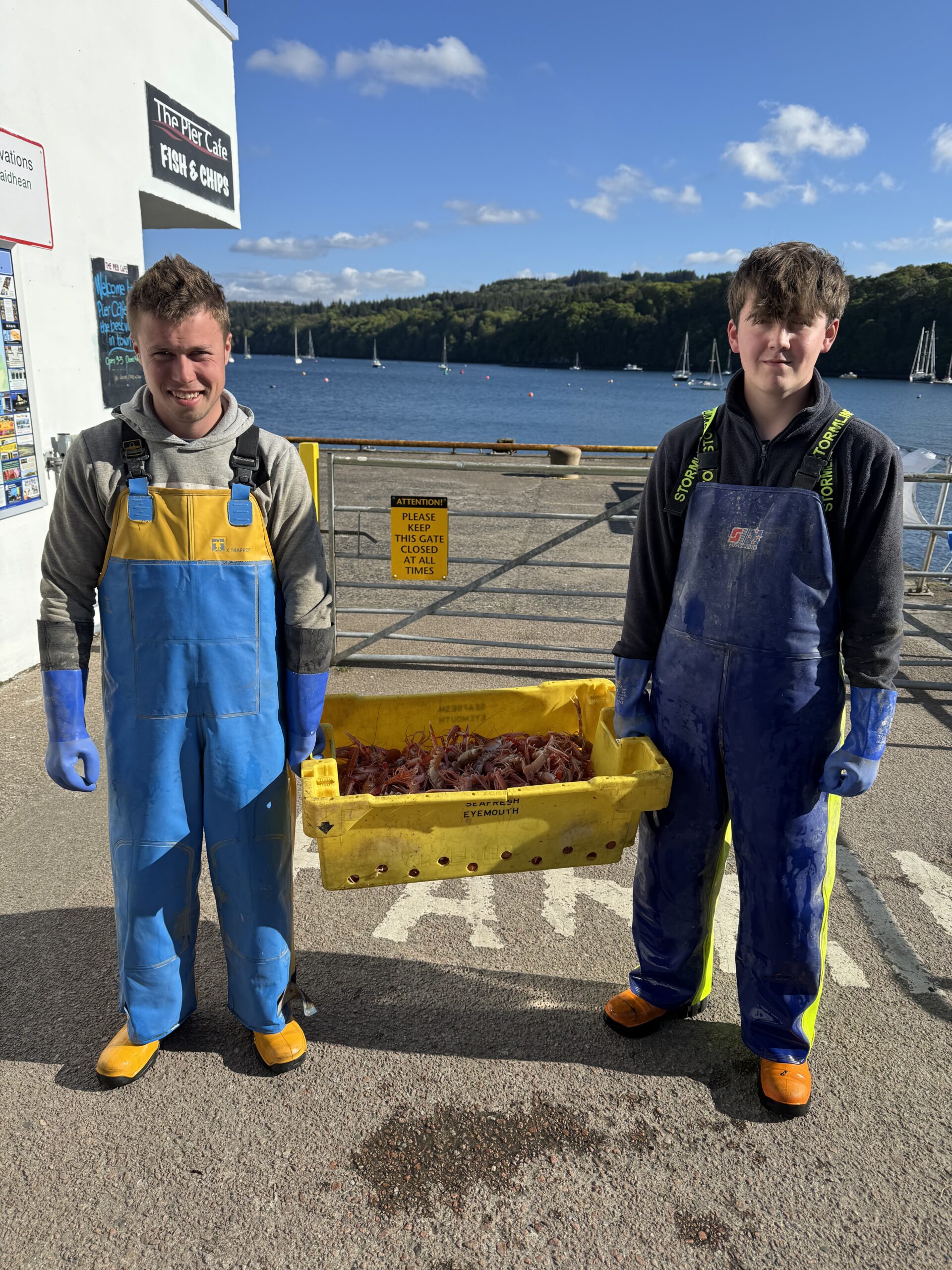 Langostines for our supper being landed on the Isle of Mull.