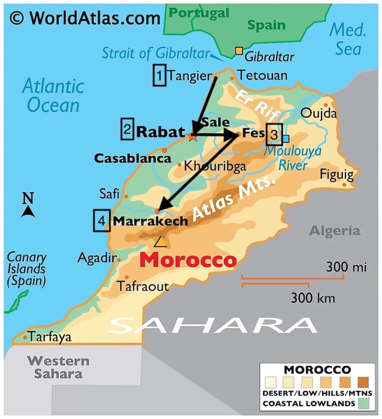 Map Of Morocco Perfect Tour By Annie B 768x842 